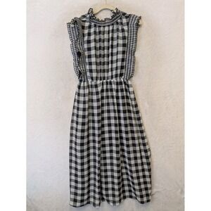 Wiwalorna Gingham Midi Dress Women's XS Ruffle Flutter Sleeve